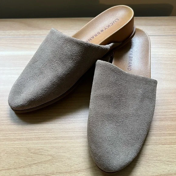 Lucky Brand Taupe Suede Mules - Picture 1 of 9